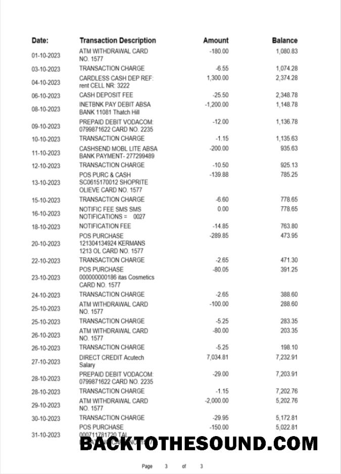 Gerçekçi İndir Arnavutluk ProCreditBank Banka Hesap Özeti Word and PDF Şablon, 3 pages 2 Örnek