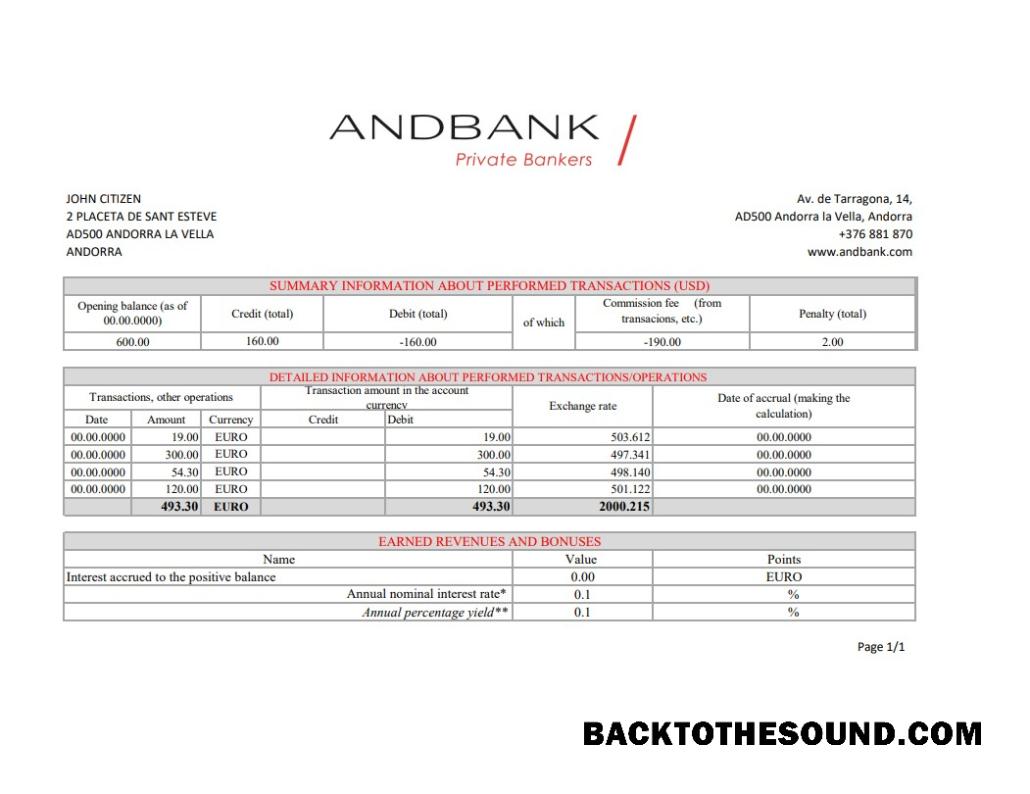 İndir Andorra Andbank Banka Hesap Özeti in Excel and PDF Format Örnek ön izleme
