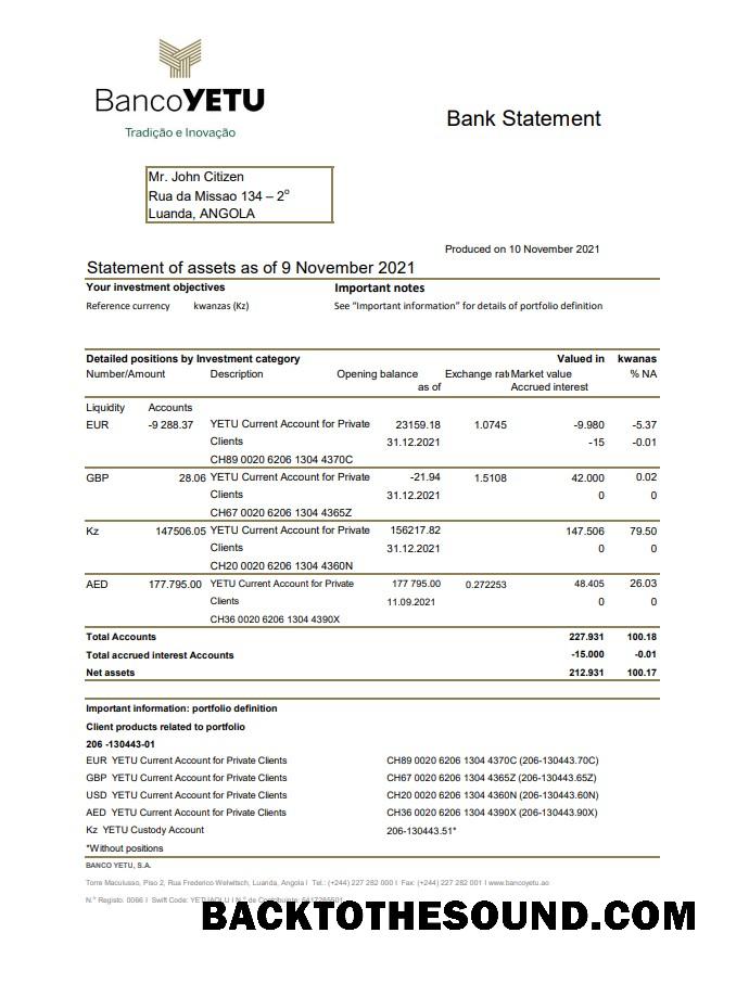 İndir Angola Banco Yetu Banka Hesap Özeti in Excel and PDF Format Örnek örnek