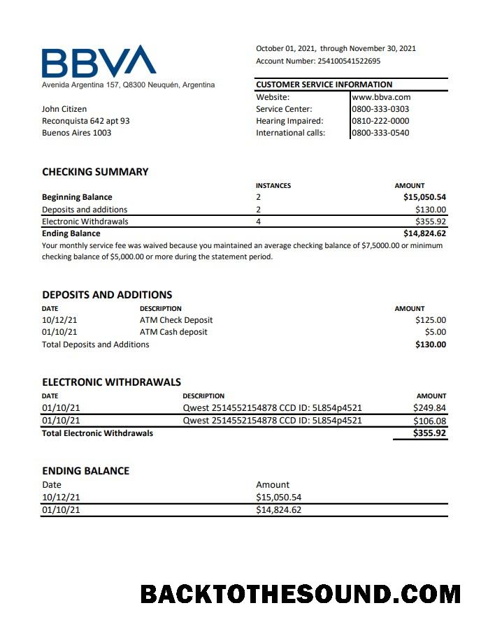 İndir Arjantin BBVA Banka Excel Örnek ön izleme