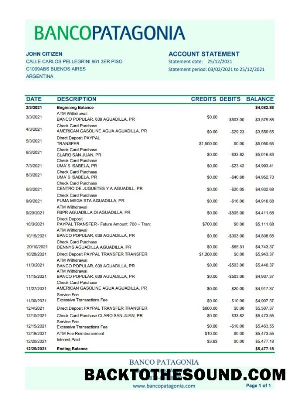 İndir Arjantin Banco Patagonia Örnek örnek