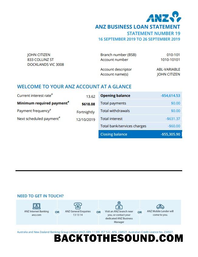 İndir Avustralya ANZ proof of address Banka Hesap Özeti Örnek taslak