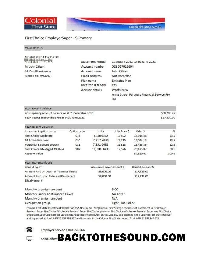 İndir Avustralya Colonial First State Banka Hesap Özeti in Excel and PDF Format, fully Düzenlenebilir Örnek şablon