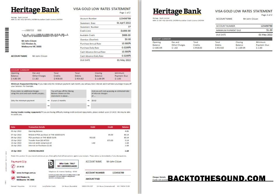 İndir Avustralya Heritage Banka Hesap Özeti scr Örnek ön izleme