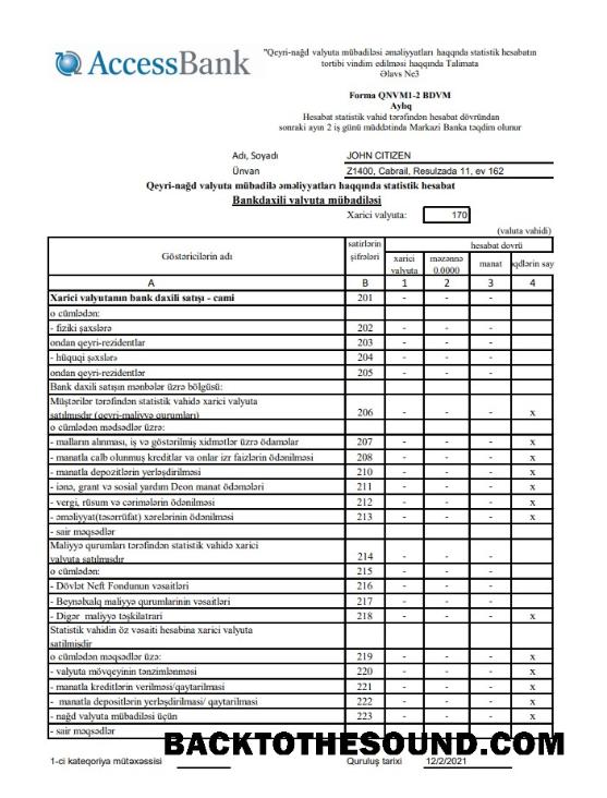 İndir Azerbaycan erişim Banka (azerbaijani) Excel PDF Örnek ön izleme