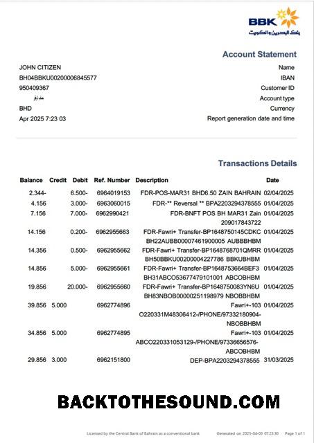 İndir Bahreyn Banka of Bahreyn and Kuveyt (BBT) Hesap Hesap Özeti Word and PDF Örnek ön izleme