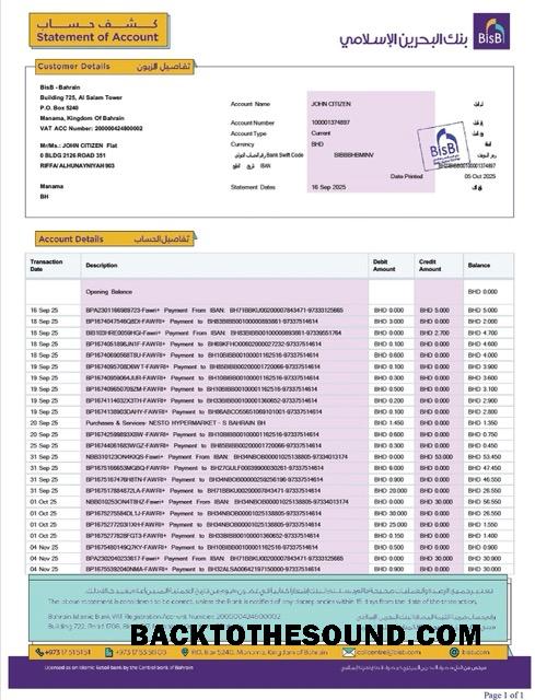 İndir Bahreyn Islamic Banka Hesap Özeti of Hesap Word and PDF Örnek ön izleme