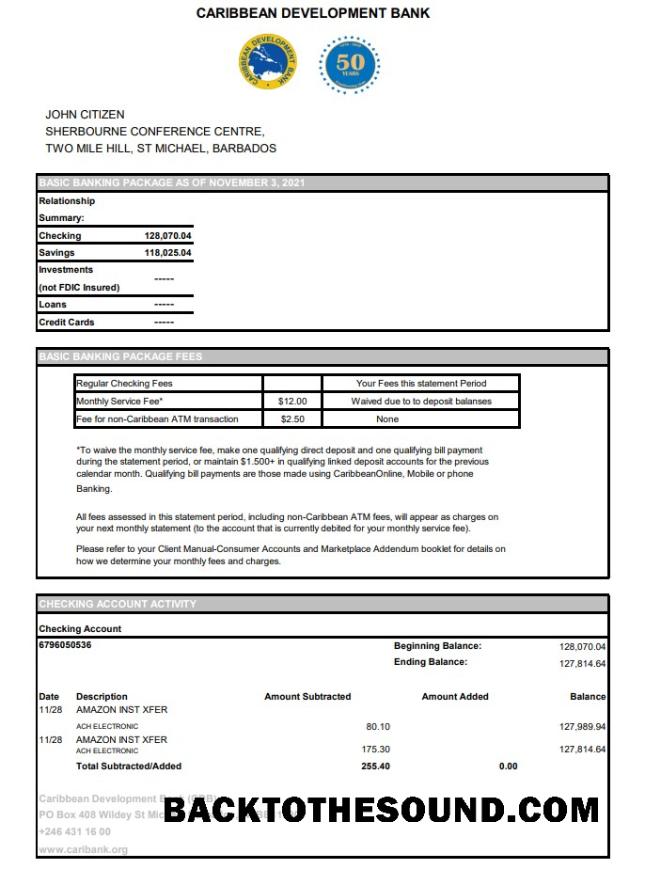 İndir Barbados Caribbean geliştirme Banka Hesap Özeti easy to fill in .XLS and .PDF Dosya Format Örnek taslak
