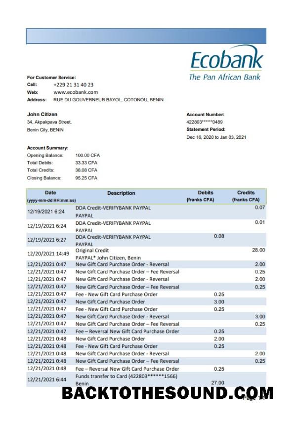 İndir Benin Ecobank Banka Hesap Özeti easy to fill in .XLS and .PDF Dosya Format Örnek örnek
