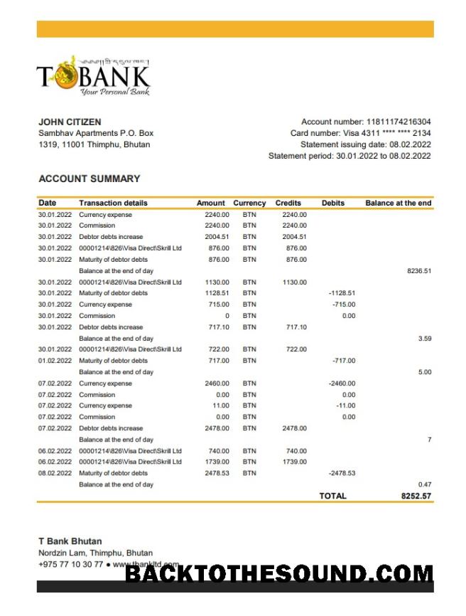 İndir Butan T Banka Hesap Özeti XLS Örnek taslak