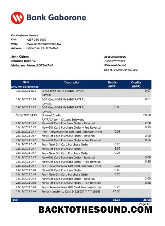 İndir Botsvana Banka Gaborone Banka Hesap Özeti in Excel and PDF Format Örnek tasarım