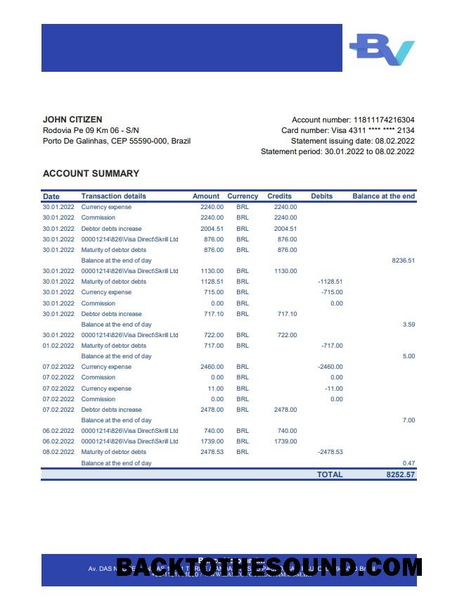 İndir Brezilya Banco Votorantim Banka Hesap Özeti Örnek ön izleme