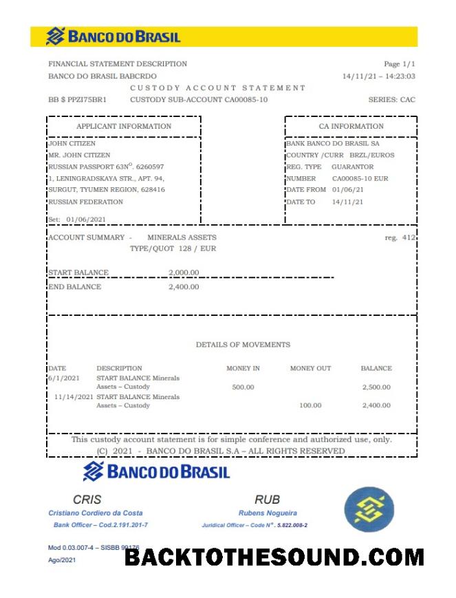 İndir Brezilya Banco do Brasil Banka Hesap Özeti easy to fill in Excel and PDF Format Örnek örnek