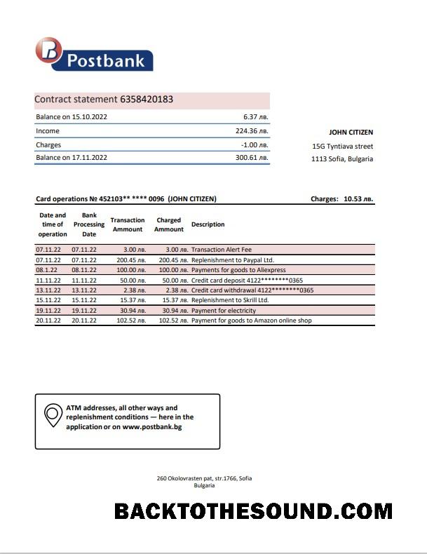 İndir Bulgaristan Postbank Banka Hesap Özeti in Excel and PDF Format Örnek tasarım