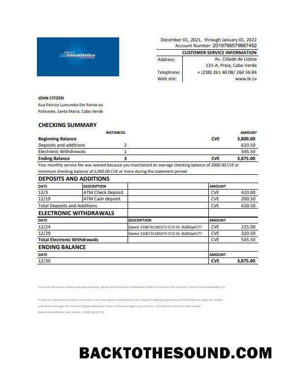 İndir Yeşil Burun Banco Inter Atlântico Banka Hesap Özeti Excel and PDF (AutoSum) Örnek ön izleme