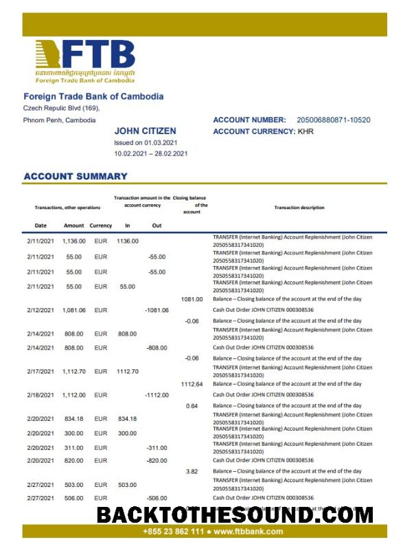 İndir Kamboçya Foreign Trade Banka of Kamboçya Excel Örnek tasarım