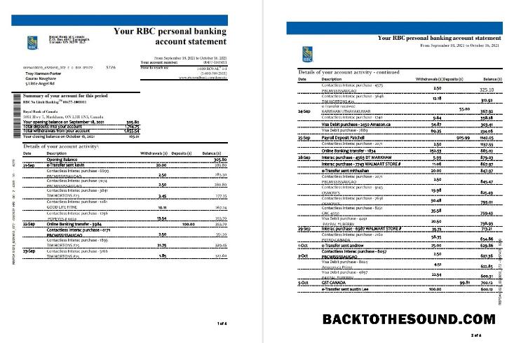 İndir Kanada Royal Banka of Kanada (RBC) Banka Hesap Özeti in .XLS and .PDF Dosya Format (4 pages) (AutoSum) Örnek ön izleme