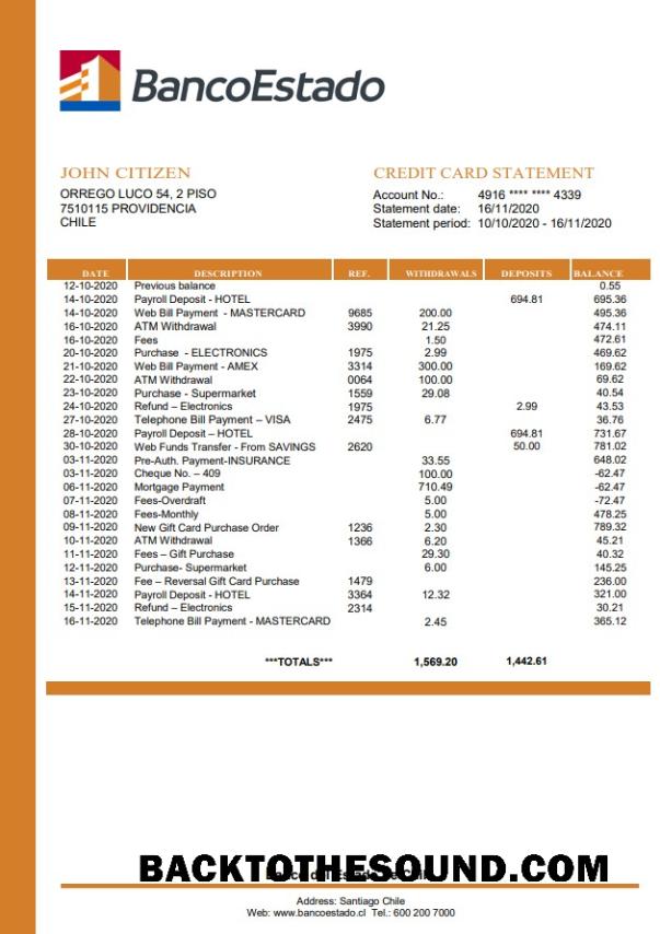 İndir Şili Banco del Estado de Şili Örnek tasarım
