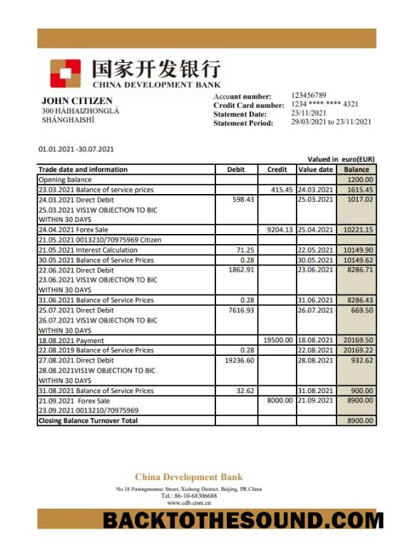 İndir Çin geliştirme Banka Hesap Özeti in .XLS and .PDF Dosya Format Örnek tasarım