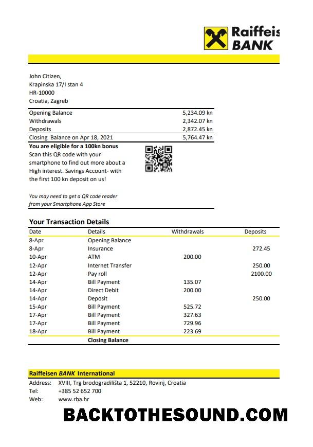 İndir Hırvatistan Raiffeisen Banka Hesap Özeti easy to fill in .XLS and .PDF Dosya Format Örnek taslak