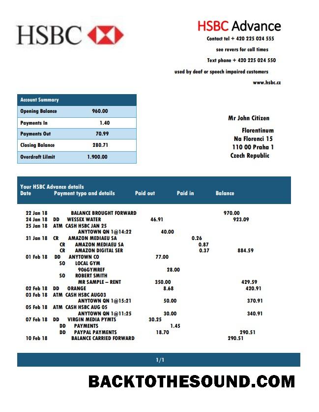 İndir Çek HSBC Banka Hesap Özeti easy to fill Örnek ön izleme