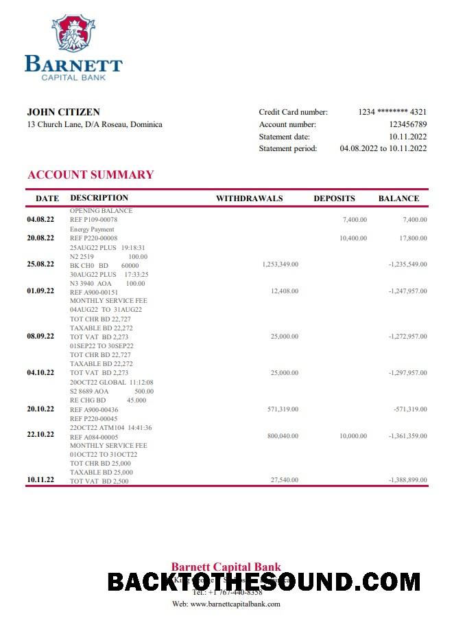 İndir Dominika Barnett Capital Banka Hesap Özeti Örnek taslak