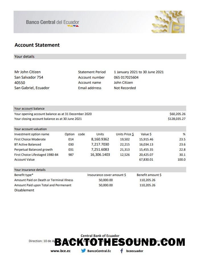 İndir Ekvador Central Banka of Ekvador Banka Hesap Özeti easy to fill in Excel and PDF Format Örnek örnek