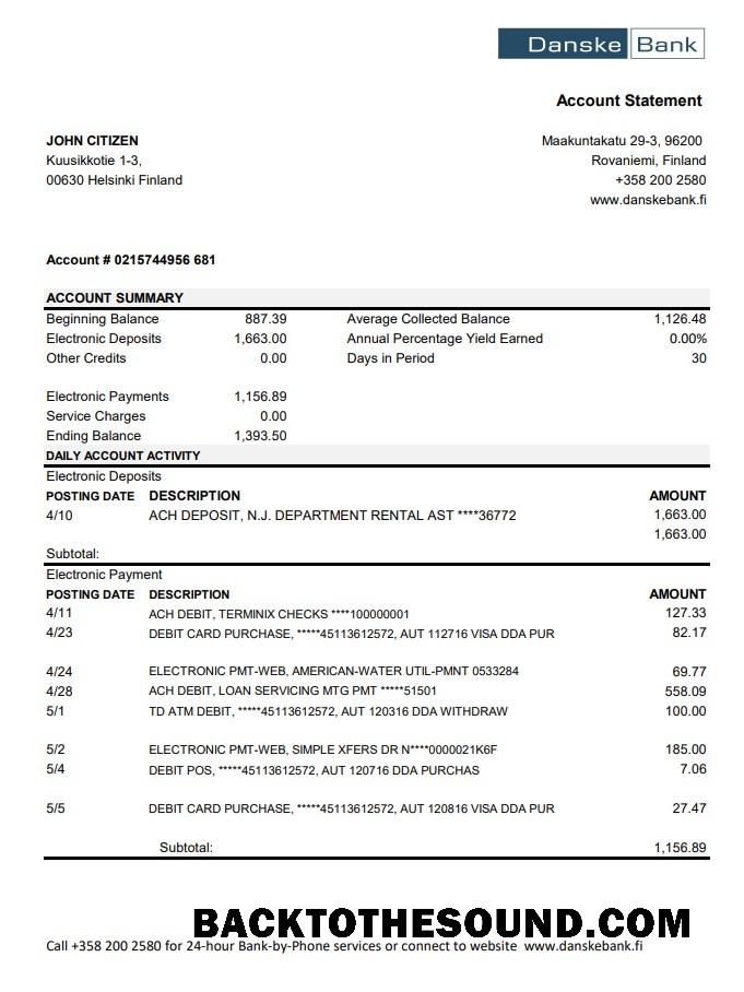 İndir Finlandiya Danske Banka Hesap Özeti easy to fill in .XLS and .PDF Dosya Format Örnek tasarım