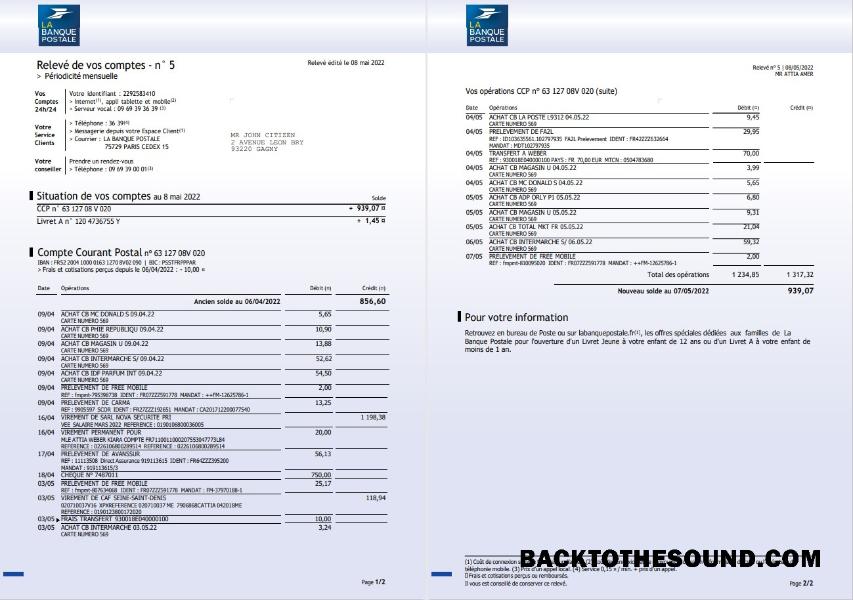 İndir Fransa La Banque postale Banka Hesap Özeti 3 pages Örnek örnek