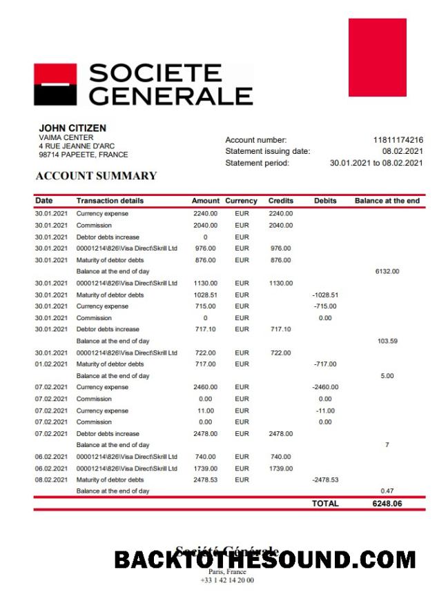 İndir Fransa Société Générale Banka Hesap Özeti Örnek örnek