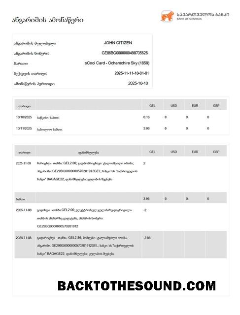 İndir Gürcistan Banka of Gürcistan Hesap Hesap Özeti Word and PDF Örnek şablon