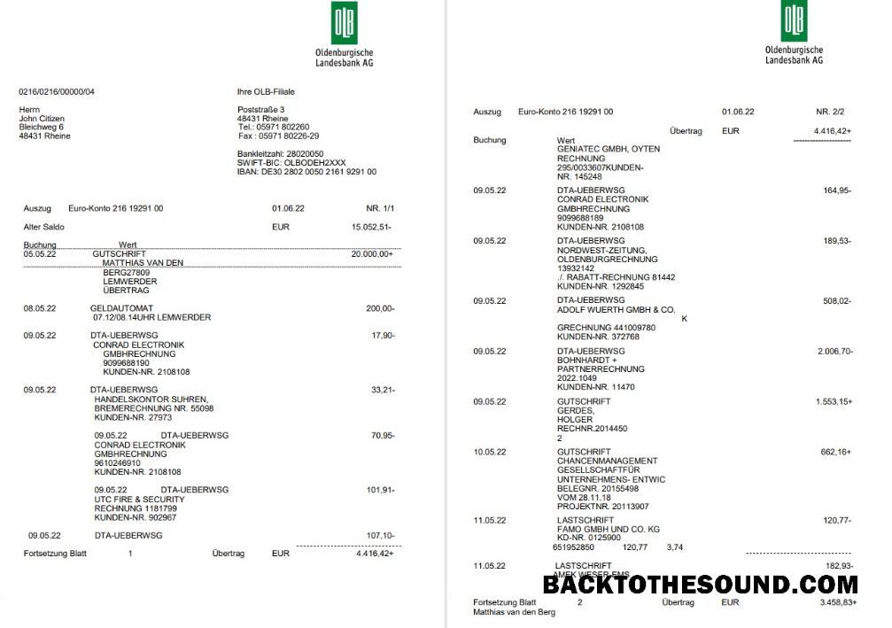 İndir Almanya Oldenburgische Banka Hesap Özeti on Deutsch, 3 pages Örnek tasarım