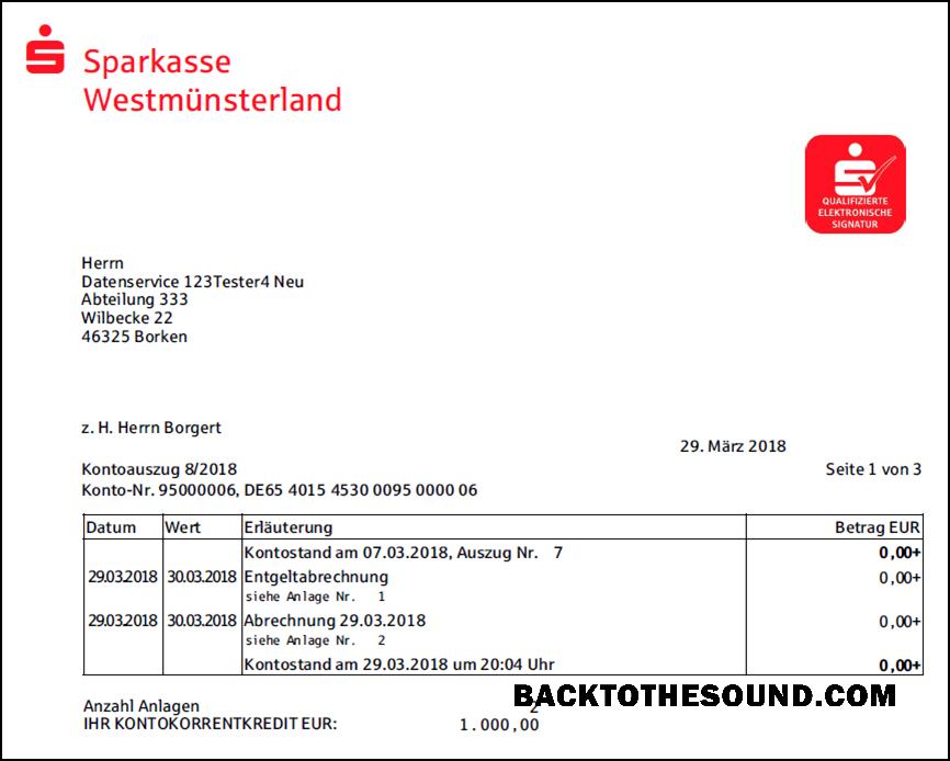 İndir Almanya Sparkasse Banka Hesap Özeti Örnek şablon