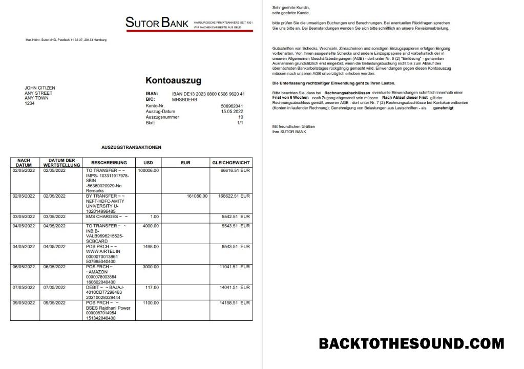 İndir Almanya Sutor Banka Hesap Özeti on Deutsch, 2 pages Örnek ön izleme