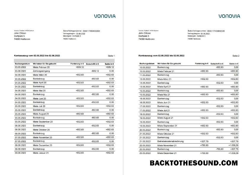 İndir Almanya Vonovia Hesap Özeti on deutsch, 3 pages Örnek örnek