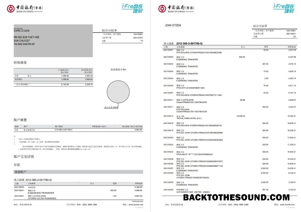 İndir Hong Kong Banka of Çin 3 pages Örnek şablon