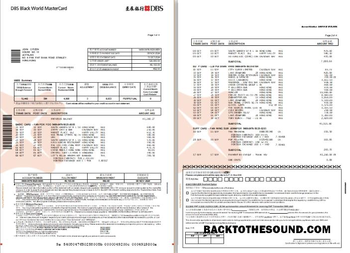 İndir Hong Kong DBS Black World Mastercard eStatement Word 1 2 Örnek şablon