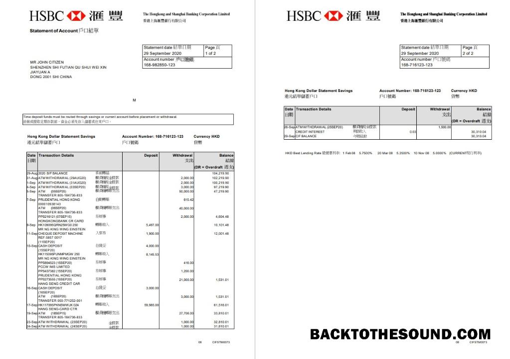 İndir Hong Kong HSBC The Hongkong and Shanghai Banking Corporation 2 pages Örnek taslak