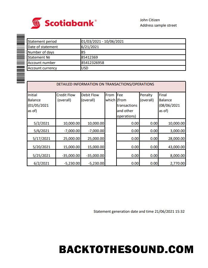 İndir Hong Kong Scotiabank Banka Hesap Özeti easy to fill in Excel and PDF Format Örnek taslak