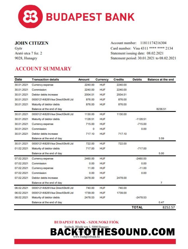 İndir Macaristan Budapest Banka – Szolnoki Fiók Banka Hesap Özeti easy to fill in .XLS and .PDF Dosya Format Örnek ön izleme