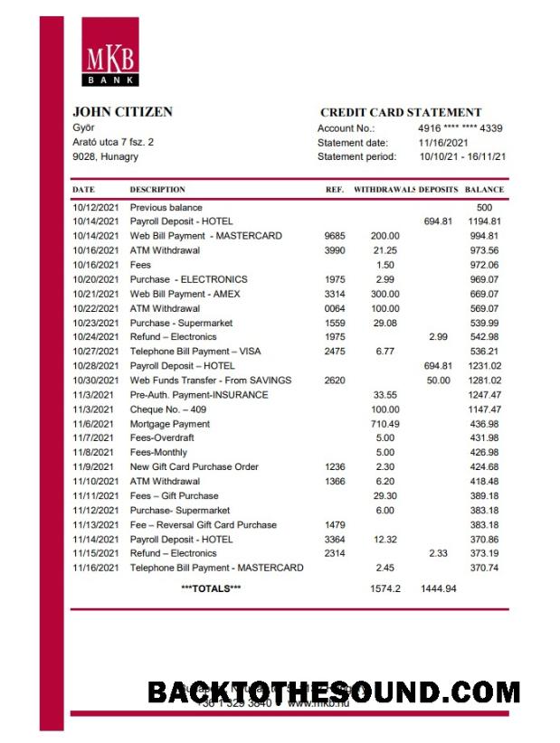İndir Macaristan MKB Banka Hesap Özeti easy to fill in .XLS and .PDF Dosya Format Örnek şablon