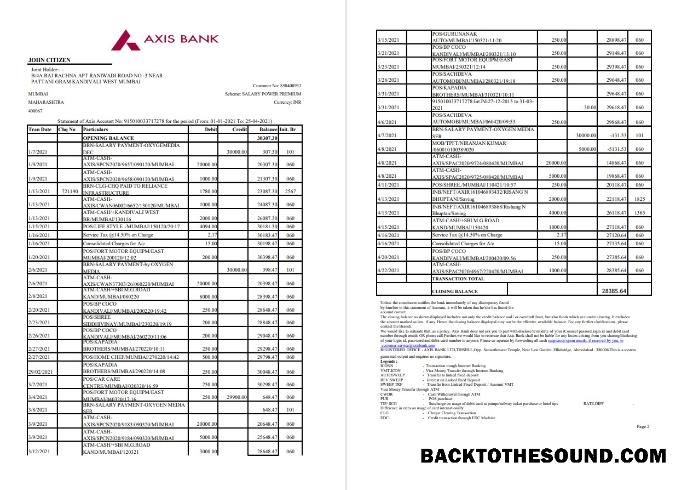İndir Hindistan Axis 2 pages Excel PDF Örnek örnek
