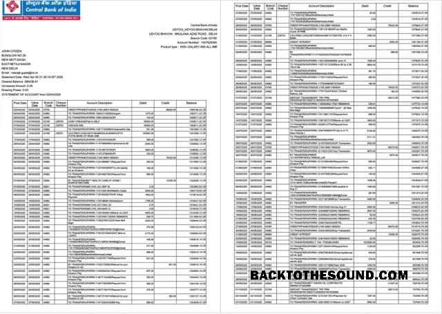Yüksek Kalite İndir Hindistan Central Banka of Hindistan Hesap Özeti of Hesap Word and PDF Şablon, 2 pages 2 Örnek