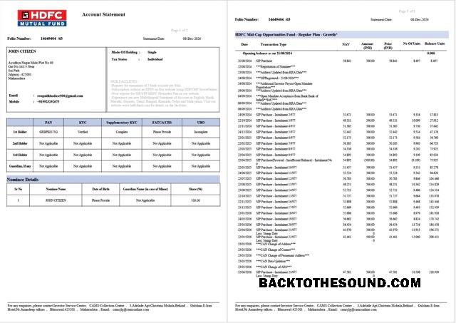 Düzenlenebilir İndir Hindistan HDFC Banka Hesap Hesap Özeti Word and PDF Şablon, 2 pages, Sürüm 2 Örnek