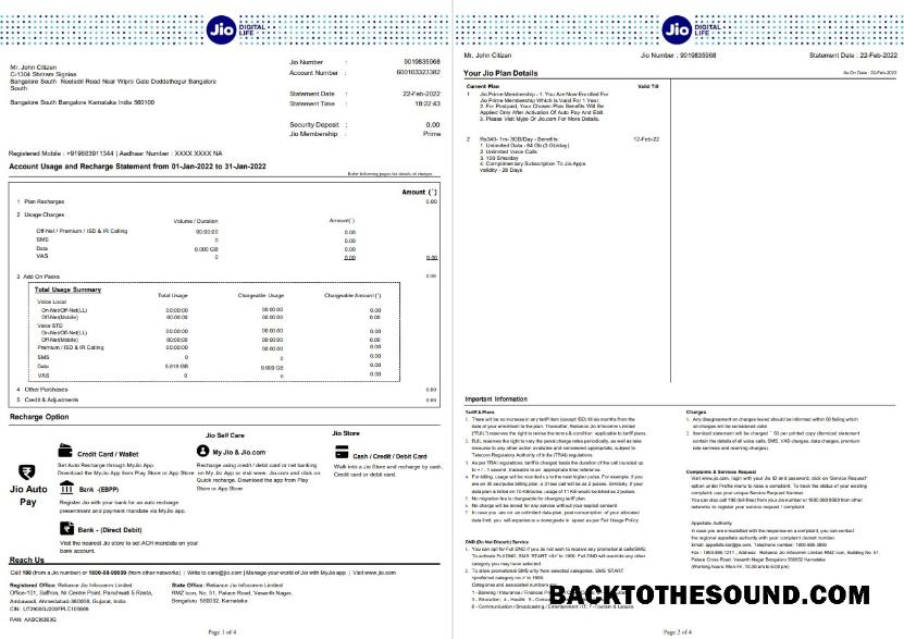 İndir Hindistan Jio Banka Hesap Özeti 4 pages Örnek taslak