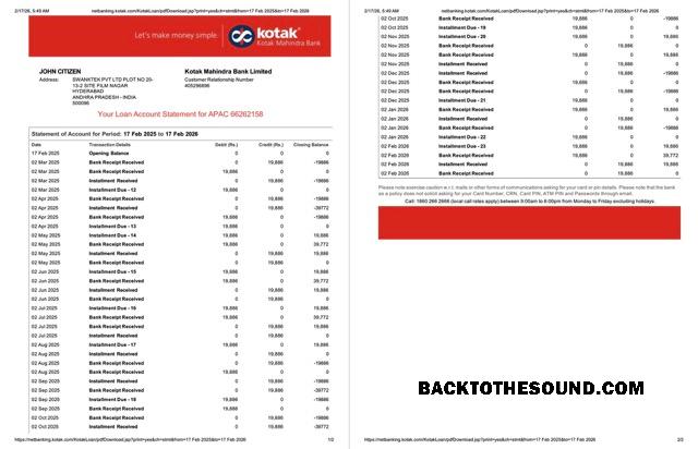 Premium İndir Hindistan Kotak Mahindra Banka Hesap Hesap Özeti Word and PDF Şablon, 2 pages Örnek