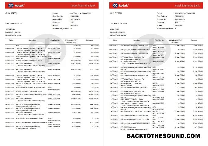 İndir Hindistan Kotak Mahindra Banka Hesap Özeti 7 pages Örnek taslak