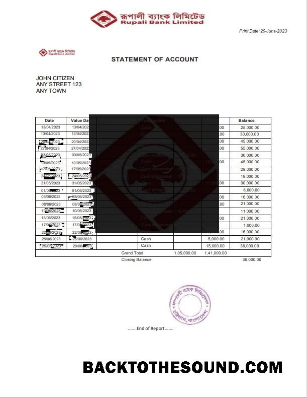Yüksek Kalite İndir Hindistan Rupali Limited Banka Hesap Özeti Şablon, Word and PDF Format Örnek