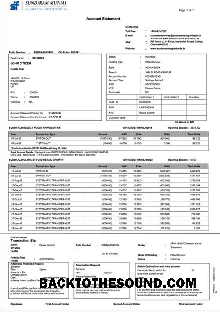 İndir Hindistan Sundaram Mutual Hesap Hesap Özeti Word and PDF Örnek tasarım