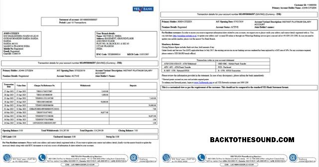Premium İndir Hindistan Yes Banka Hesap Özeti of Hesap Word and PDF Şablon, 2 pages Örnek